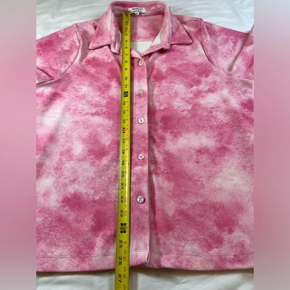 Frankies Bikinies Pink Tie Dye Button Up Shirt Bathing Suit Cover up Size Medium